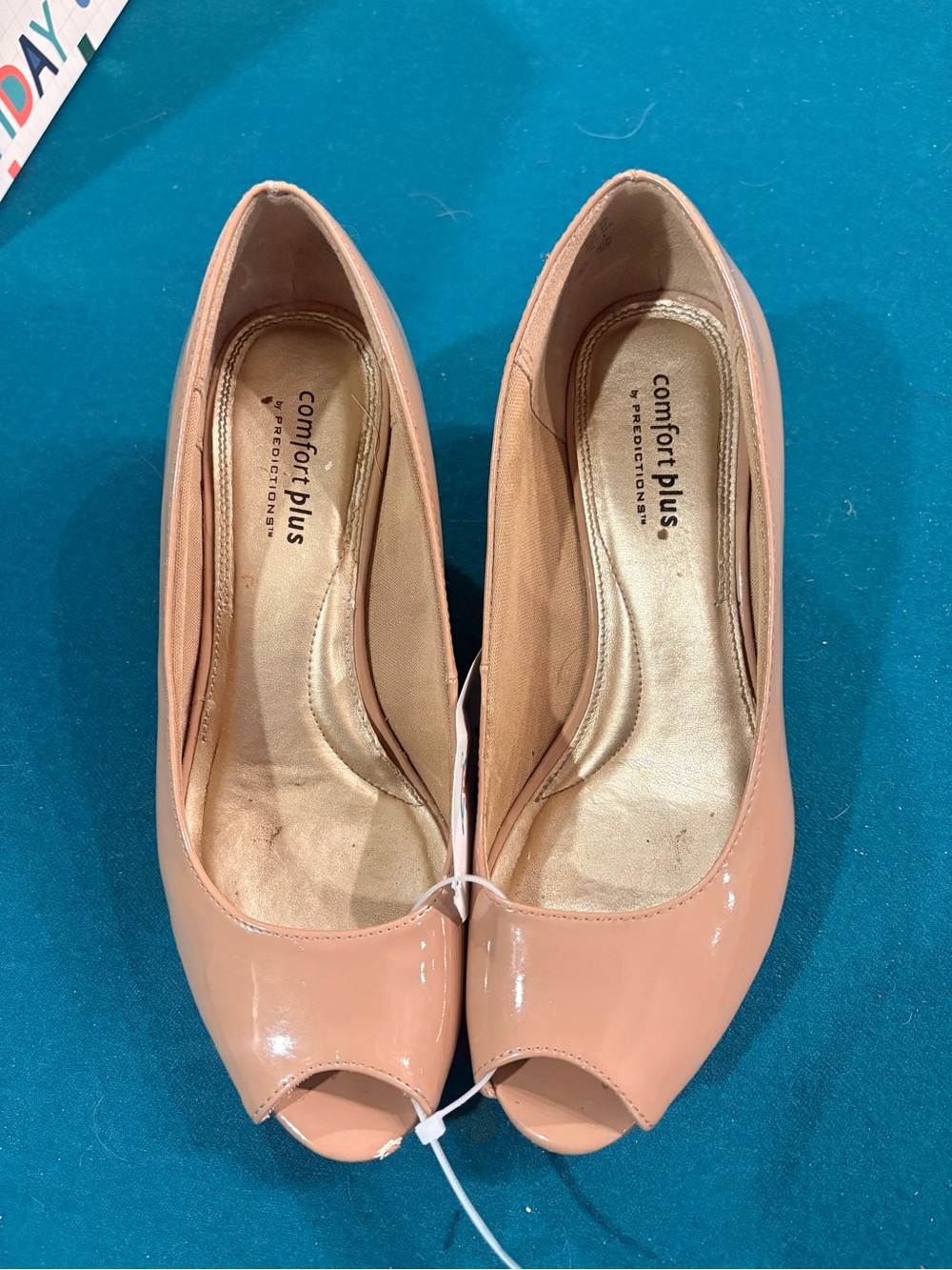 comfort plus by Predictions Blush Patent Peep-Toe Wedges